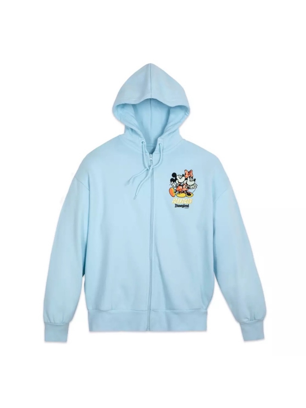 Disneyland Resort 2023 Blue Mickey Minnie Embroidered Full Zip Hoodie L NWT